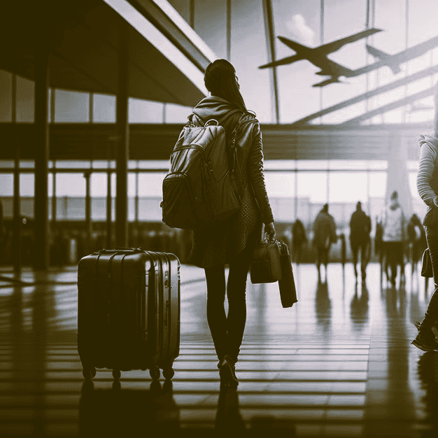 Récits de migrants : une femme s'apprête à prendre l'avion